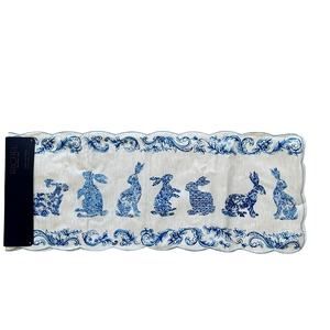 RACHEL ROY Blue Bunny Rabbit TOILE Easter Table Runner 14x90 New